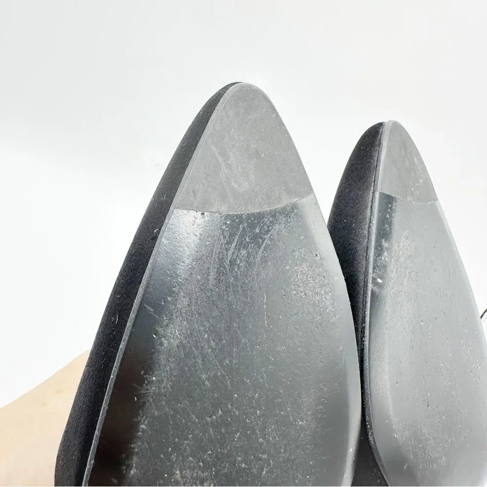 Stuart‎ Weitzman Designer Curvy Black Fabric Heels 8 Formal Pumps 7M